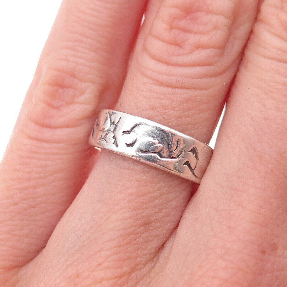 925 Sterling Silver Vintage Southwestern Kokopelli Oxidized Band Ring Size 5.75